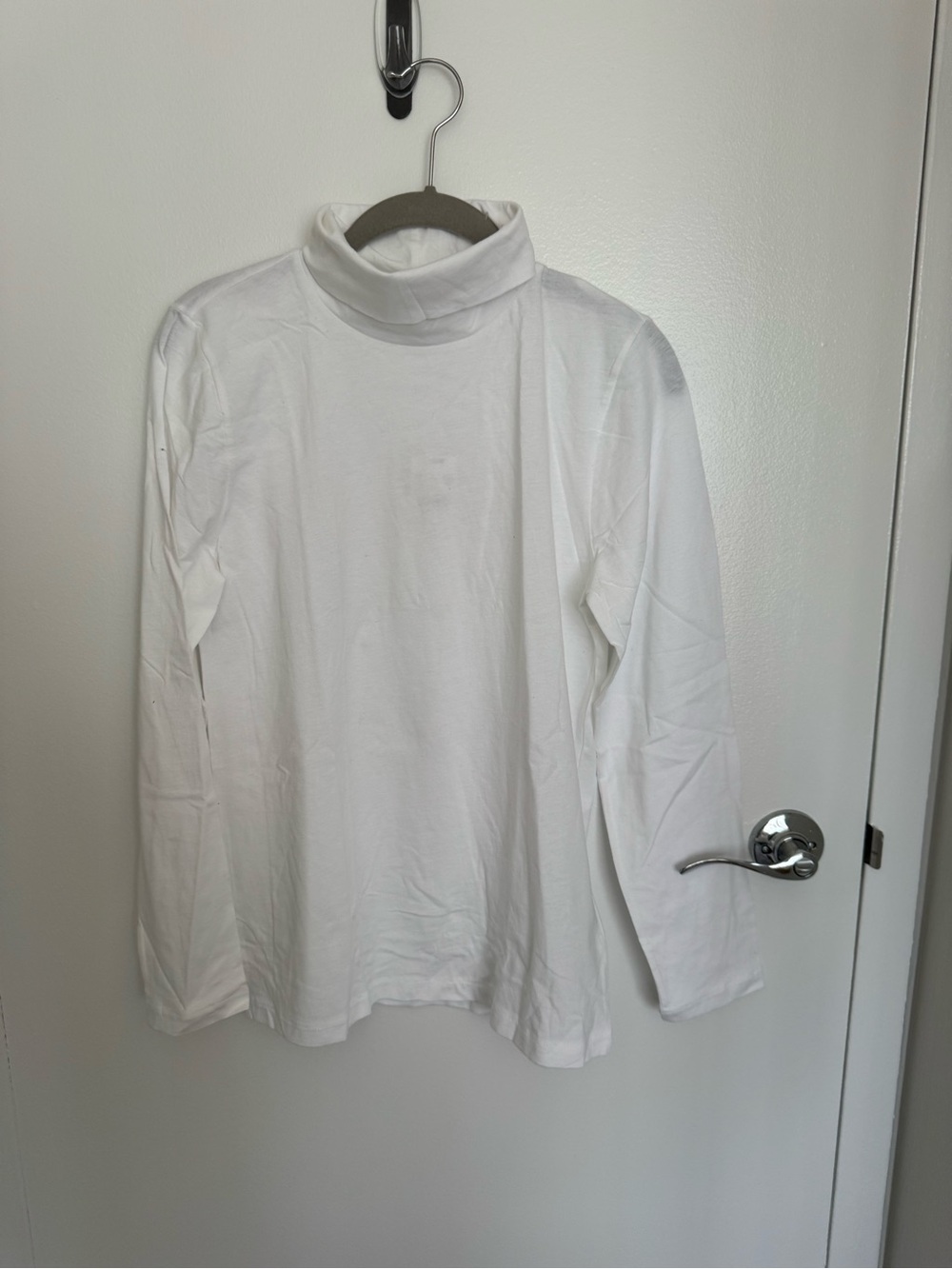 J. Crew White Funnel Neck Long Sleeve Top